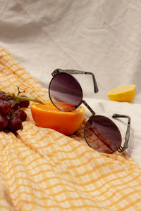 Oval Engraved Bar and Detailed Arm Sunglasses - Sugar + Style