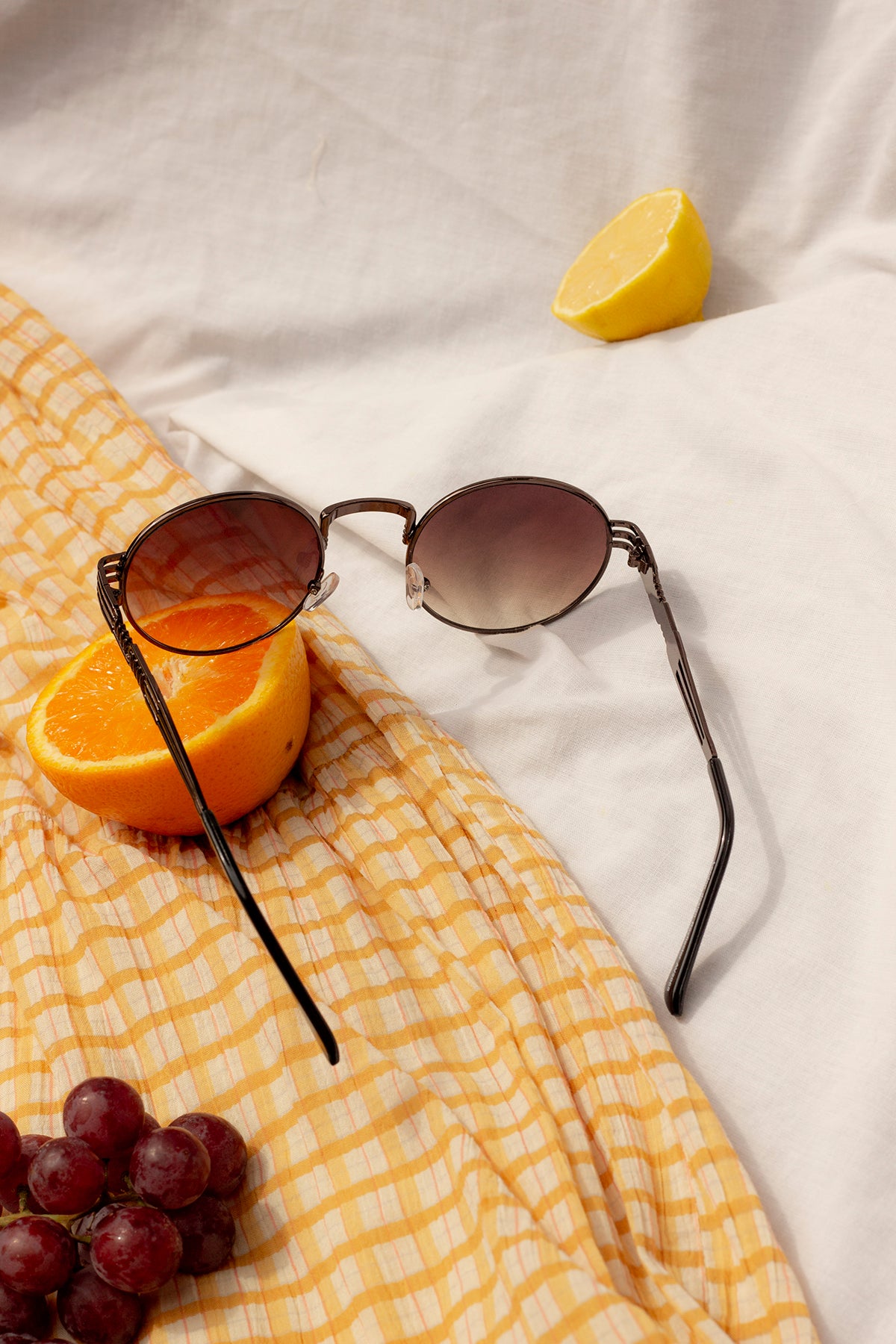 Oval Engraved Bar and Detailed Arm Sunglasses - Sugar + Style