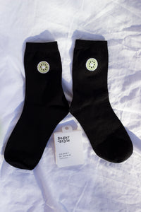 Kiwi Fruit Embroidered Socks - Sugar + Style