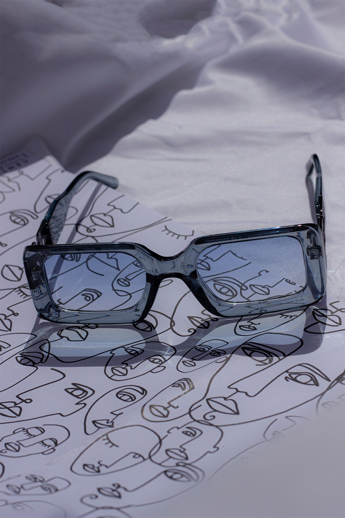 Monogram Sided Rectangle Narrow Sunglasses - Sugar + Style