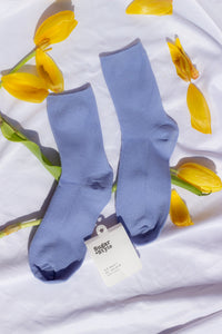 Blue Grey Colour Block Socks - Sugar + Style