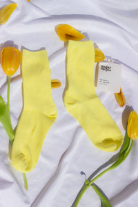 Bright Pastel Yellow Colour Block Socks - Sugar + Style