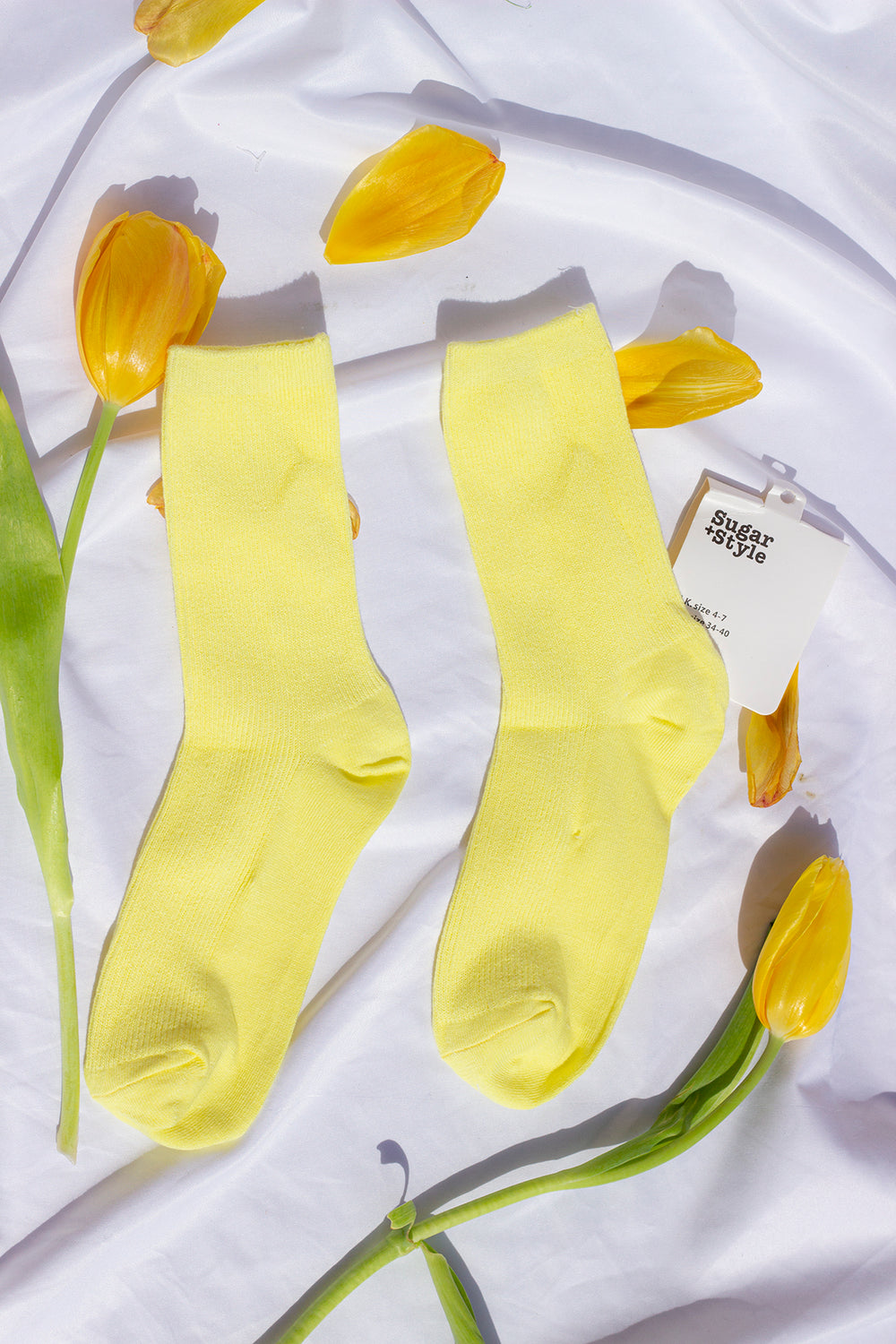 Bright Pastel Yellow Colour Block Socks - Sugar + Style
