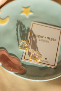 Duo Heart Link Pearl and Diamante Stud Earrings - Sugar + Style