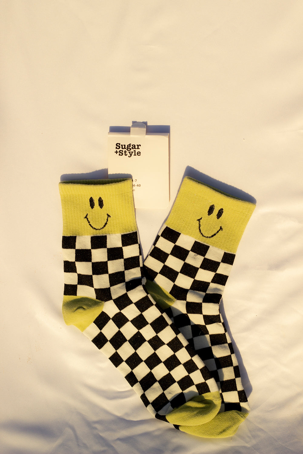 Checkerboard Smiley Face Socks - Sugar + Style