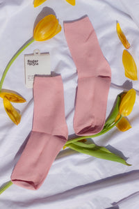 Dusky Pink Colour Block Socks - Sugar + Style