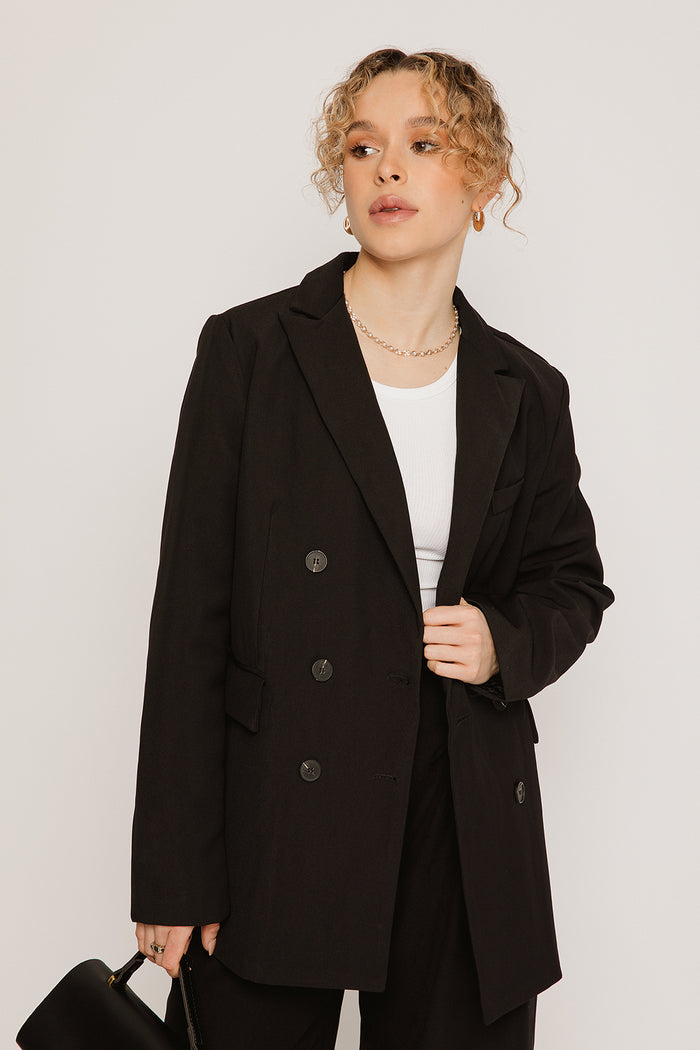 Everleigh Black Suit Jacket - Sugar + Style