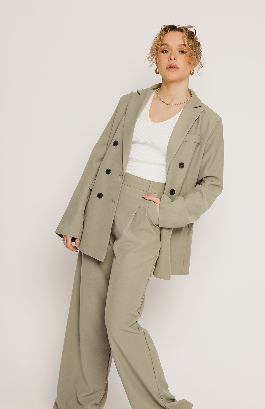 Everleigh Green Suit Jacket - Sugar + Style
