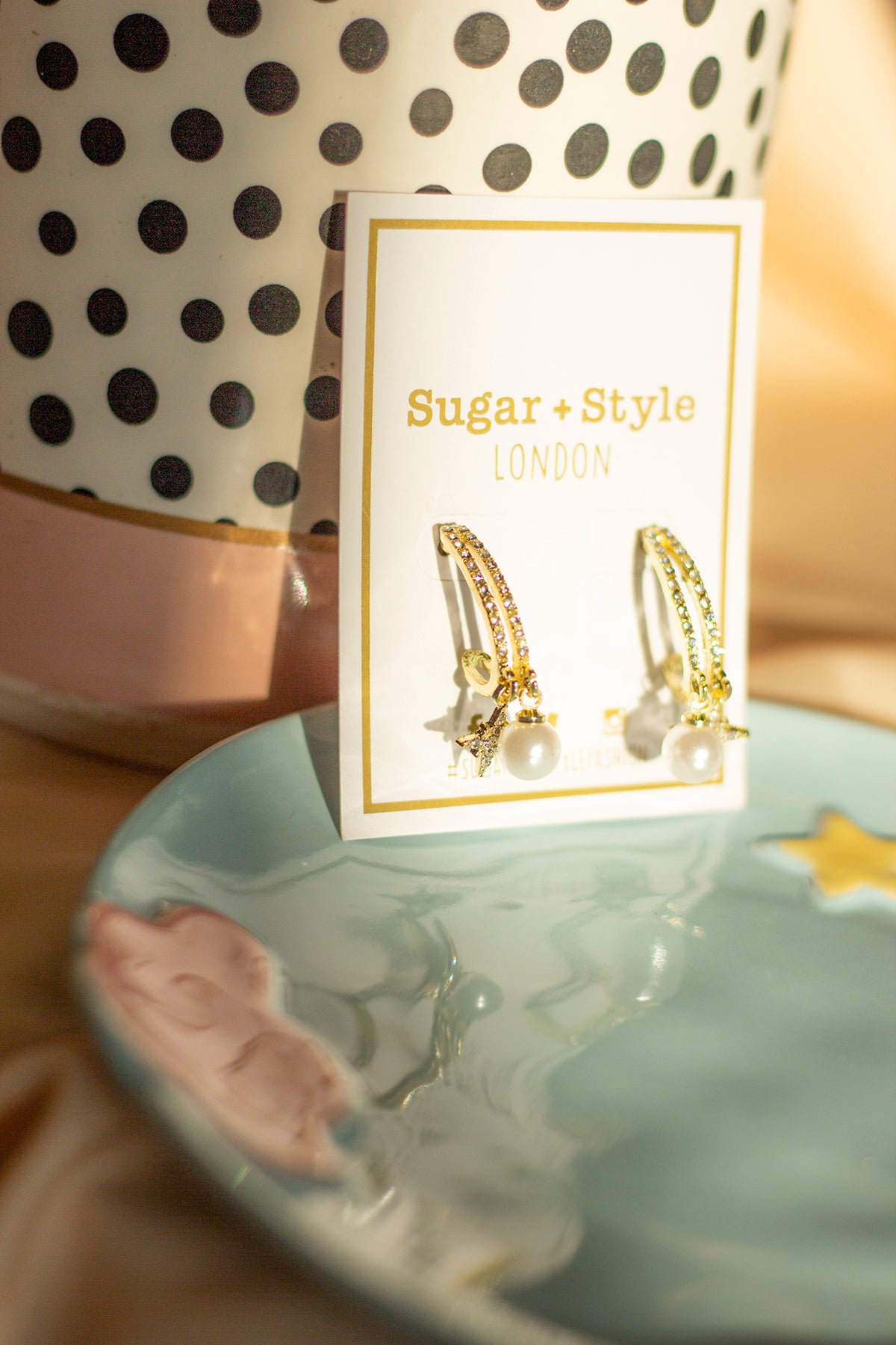 Diamante Hoop Celestial Dangle Earrings - Sugar + Style