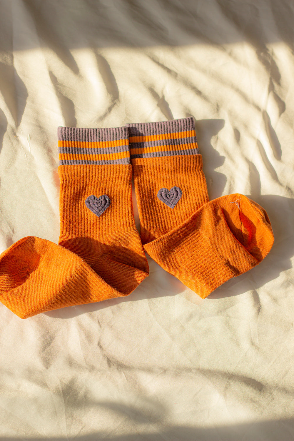 Double Layer Effect Heart Motif Stripe Socks - Sugar + Style