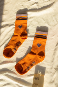 Double Layer Effect Heart Motif Stripe Socks - Sugar + Style