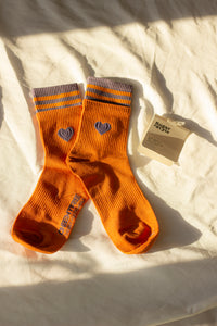 Double Layer Effect Heart Motif Stripe Socks - Sugar + Style
