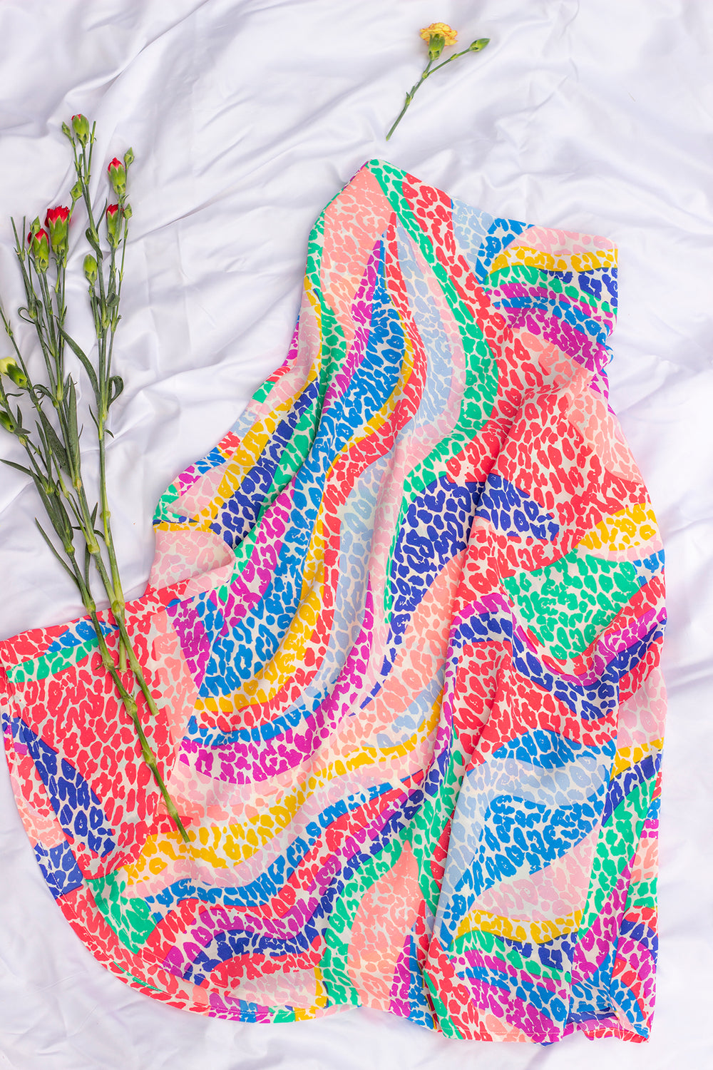 Colourful Leopard Print Satin Midi Skirt - Sugar + Style