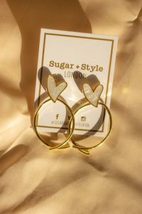Pearlescent Heart Loop Stud Earrings - Sugar + Style