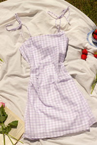Tie Back Gingham Mini Dress - Sugar + Style