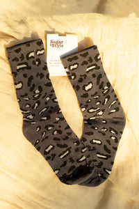 Leopard Print Crew Socks - Sugar + Style