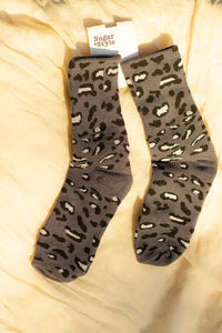 Leopard Print Crew Socks - Sugar + Style