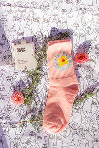Floral Circle Text Skater Style Socks - Sugar + Style