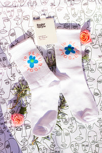 Floral Circle Text Skater Style Socks - Sugar + Style