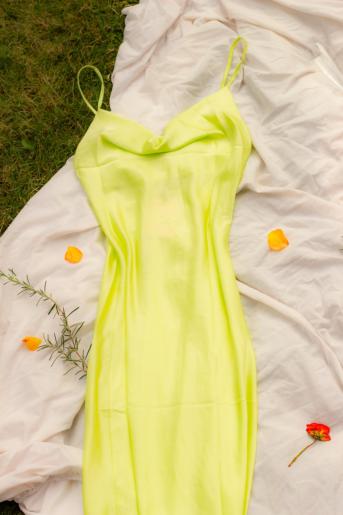 Cowl Neck Strap Slip Midi Dress with Side Slit - Sugar + Style