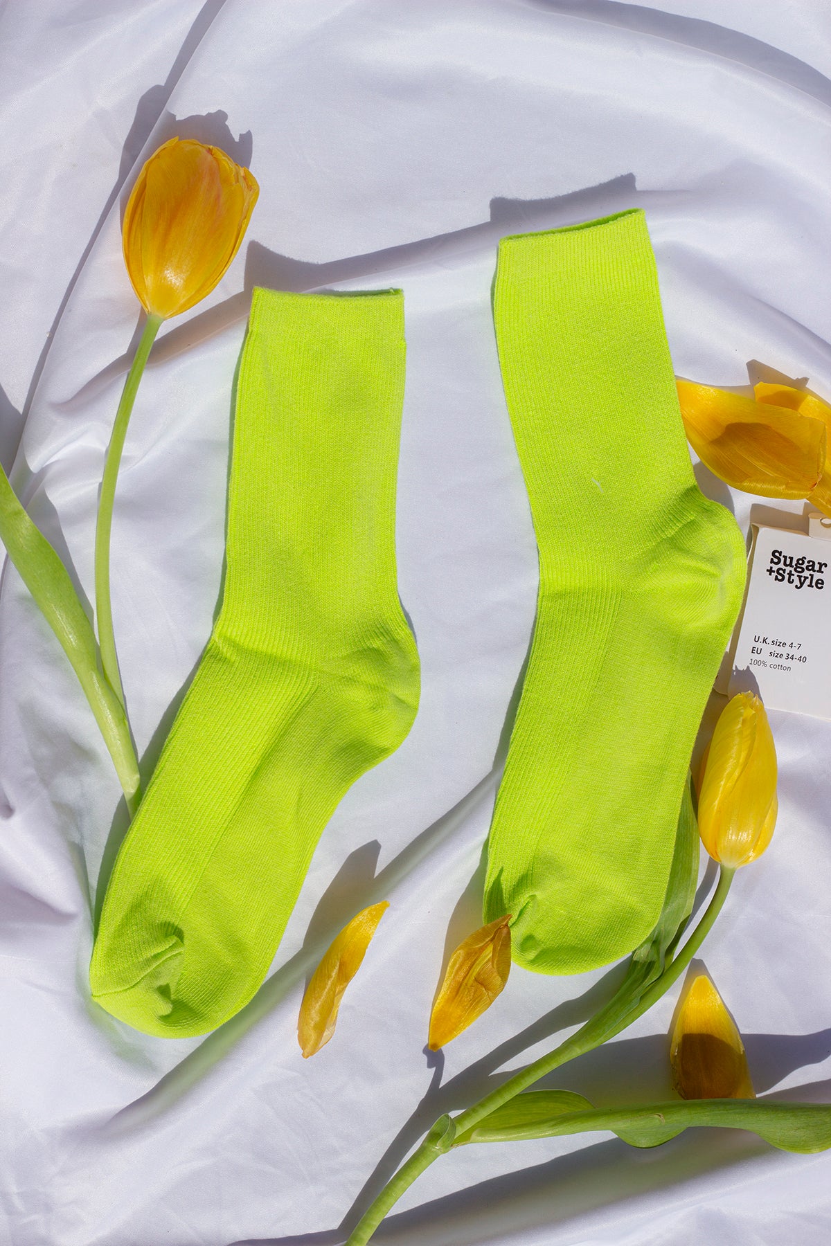 Lime Green Colour Block Socks - Sugar + Style