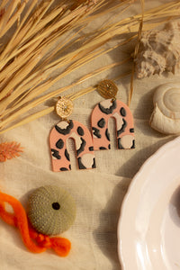 Leopard Print Polymer Arch Earrings - Sugar + Style