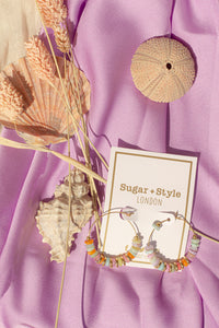 Beaded Stone Wire Hoops - Sugar + Style