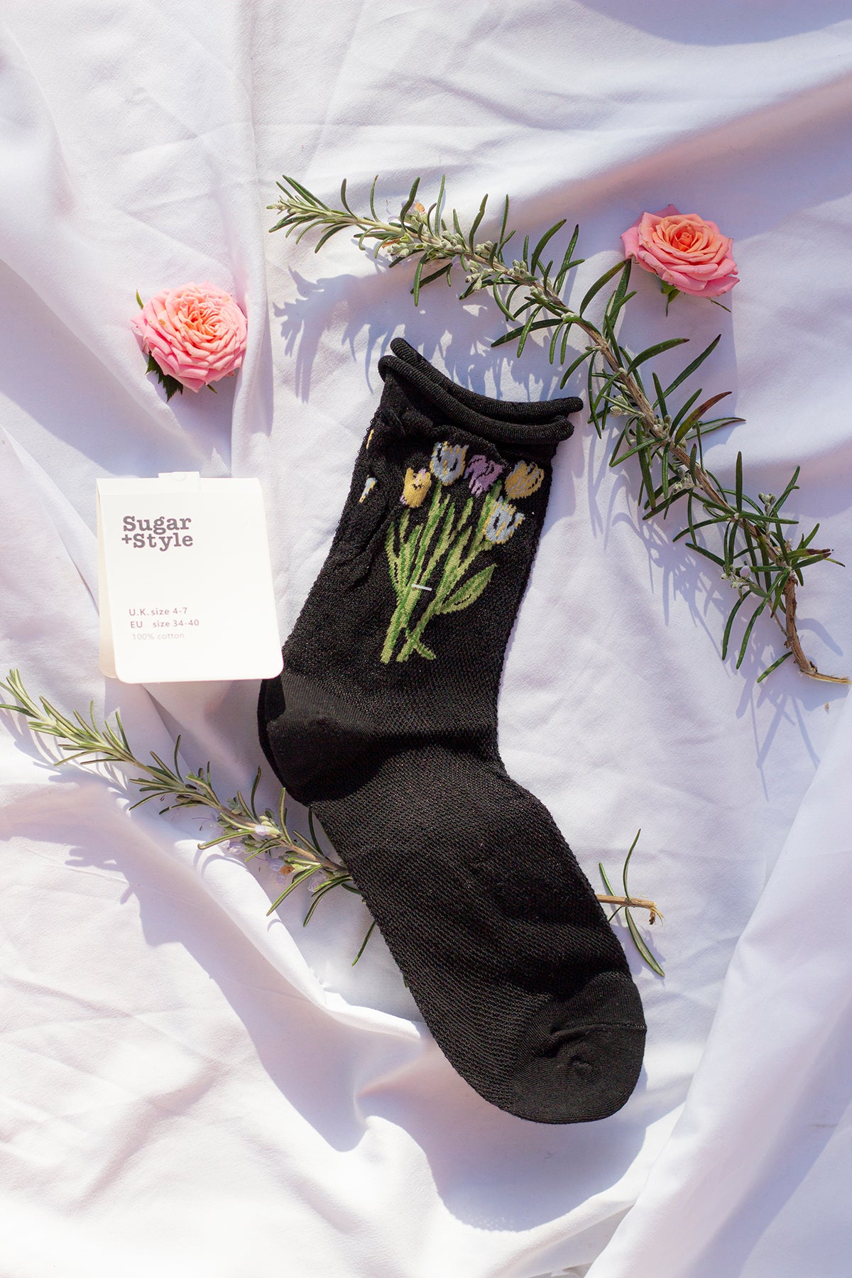 Netted Tulip Print Socks - Sugar + Style