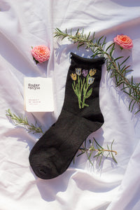 Netted Tulip Print Socks - Sugar + Style