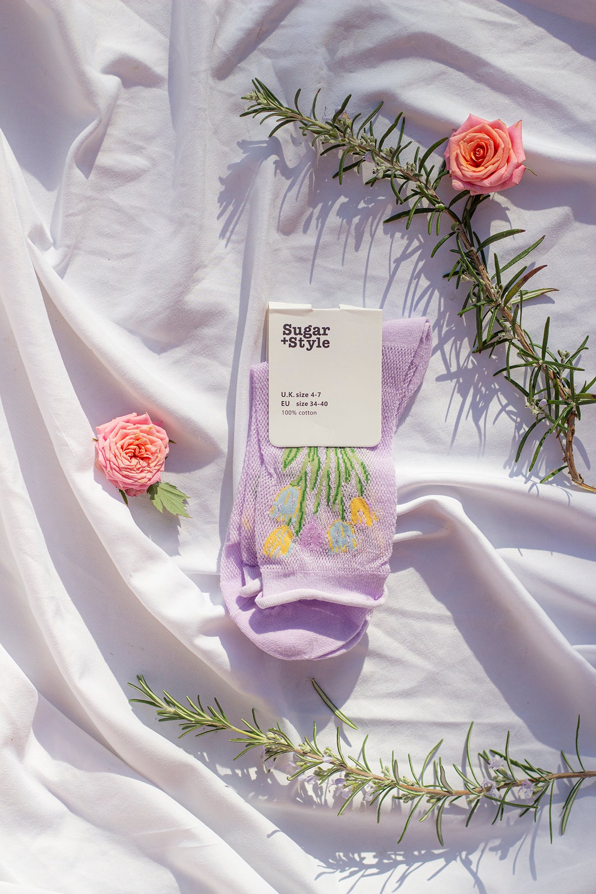 Netted Tulip Print Socks - Sugar + Style