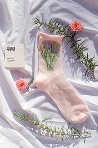 Netted Tulip Print Socks - Sugar + Style