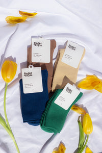 Brown Colour Block Socks - Sugar + Style