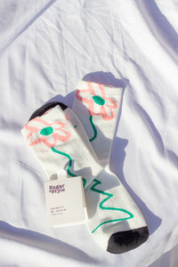 Illustrated Floral Top Socks - Sugar + Style