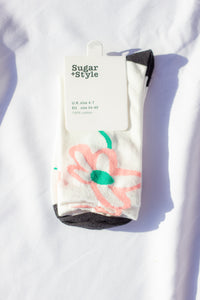 Illustrated Floral Top Socks - Sugar + Style