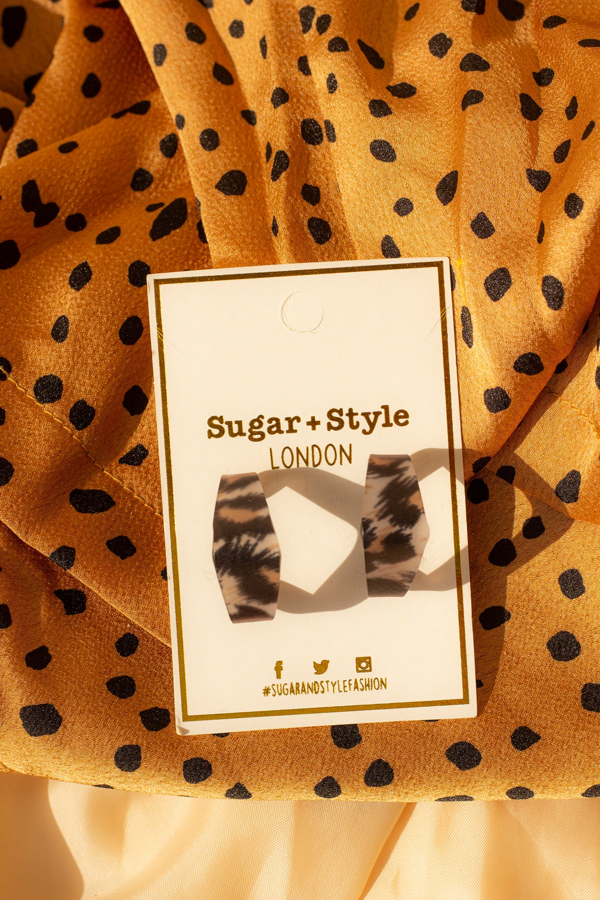 Leopard Print Grey Square Hoop Earring - Sugar + Style