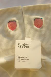 Ribbed Fruit Embroidered Socks - Sugar + Style