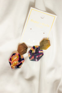 Two Tier Irregular Hexagon Stud Dangle Earrings - Sugar + Style