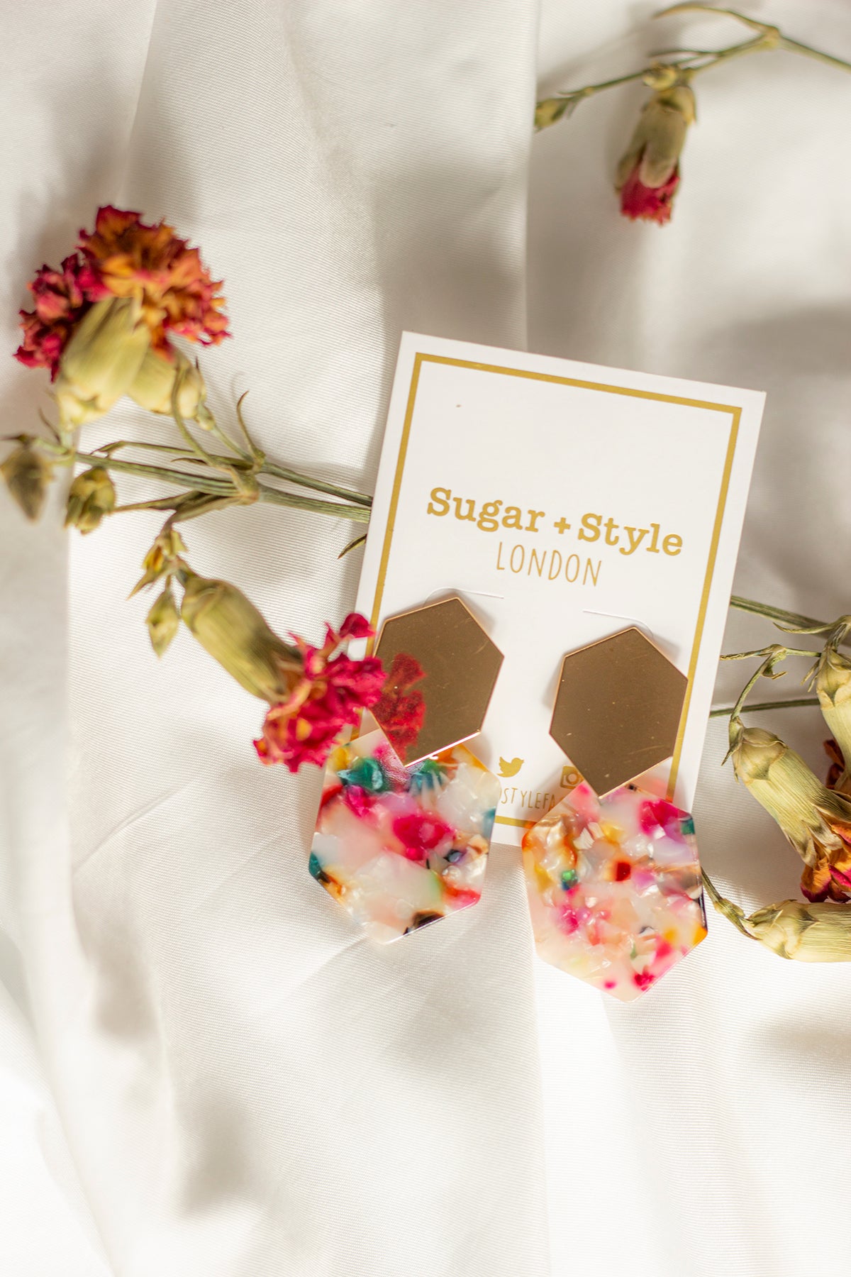 Two Tier Irregular Hexagon Stud Dangle Earrings - Sugar + Style