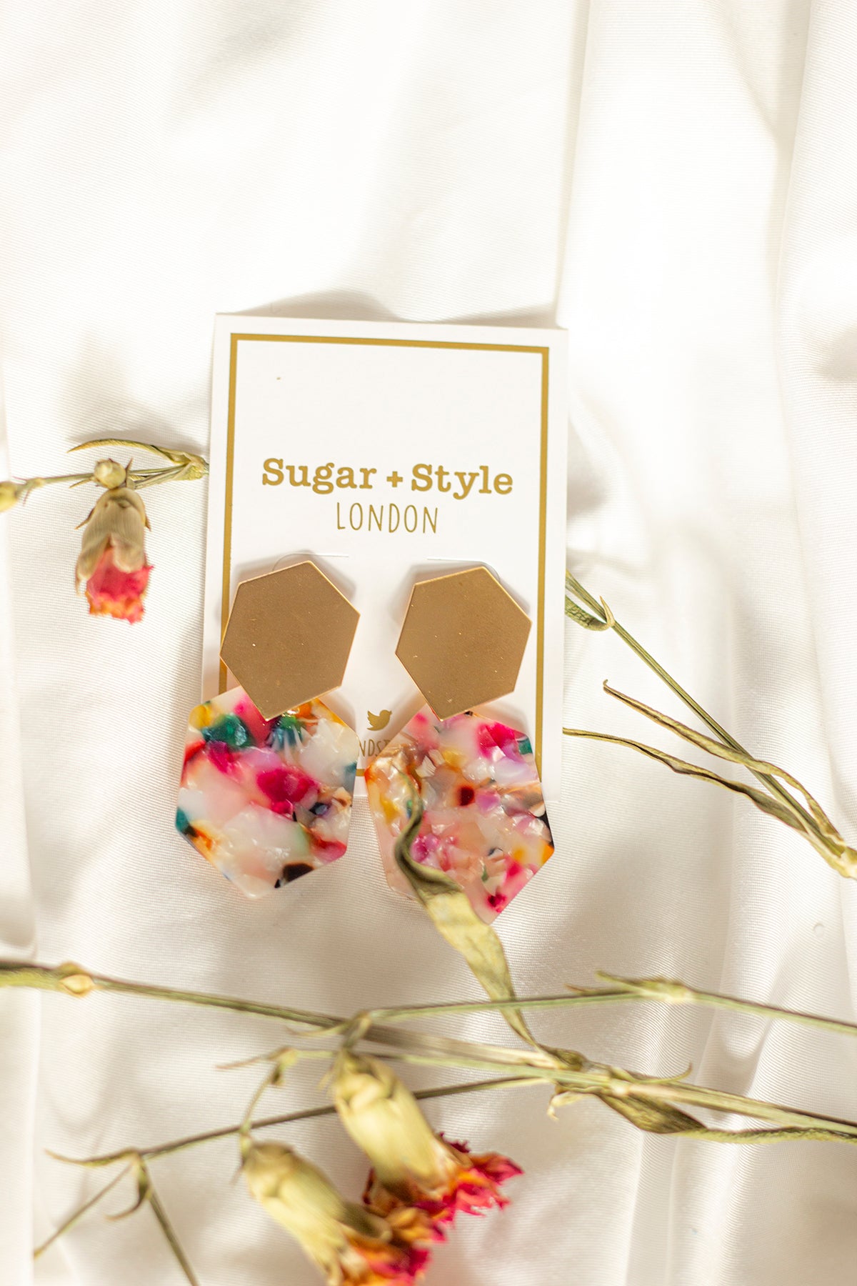 Two Tier Irregular Hexagon Stud Dangle Earrings - Sugar + Style