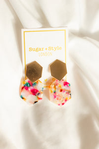 Two Tier Irregular Hexagon Stud Dangle Earrings - Sugar + Style