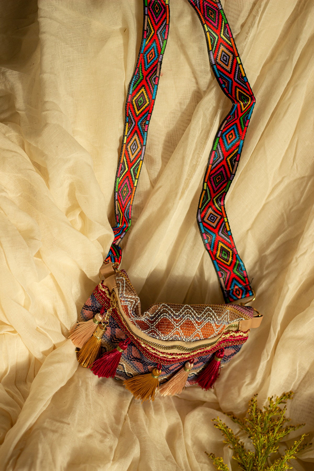 Embroidered Tassel Colourful Bum Bag - Sugar + Style