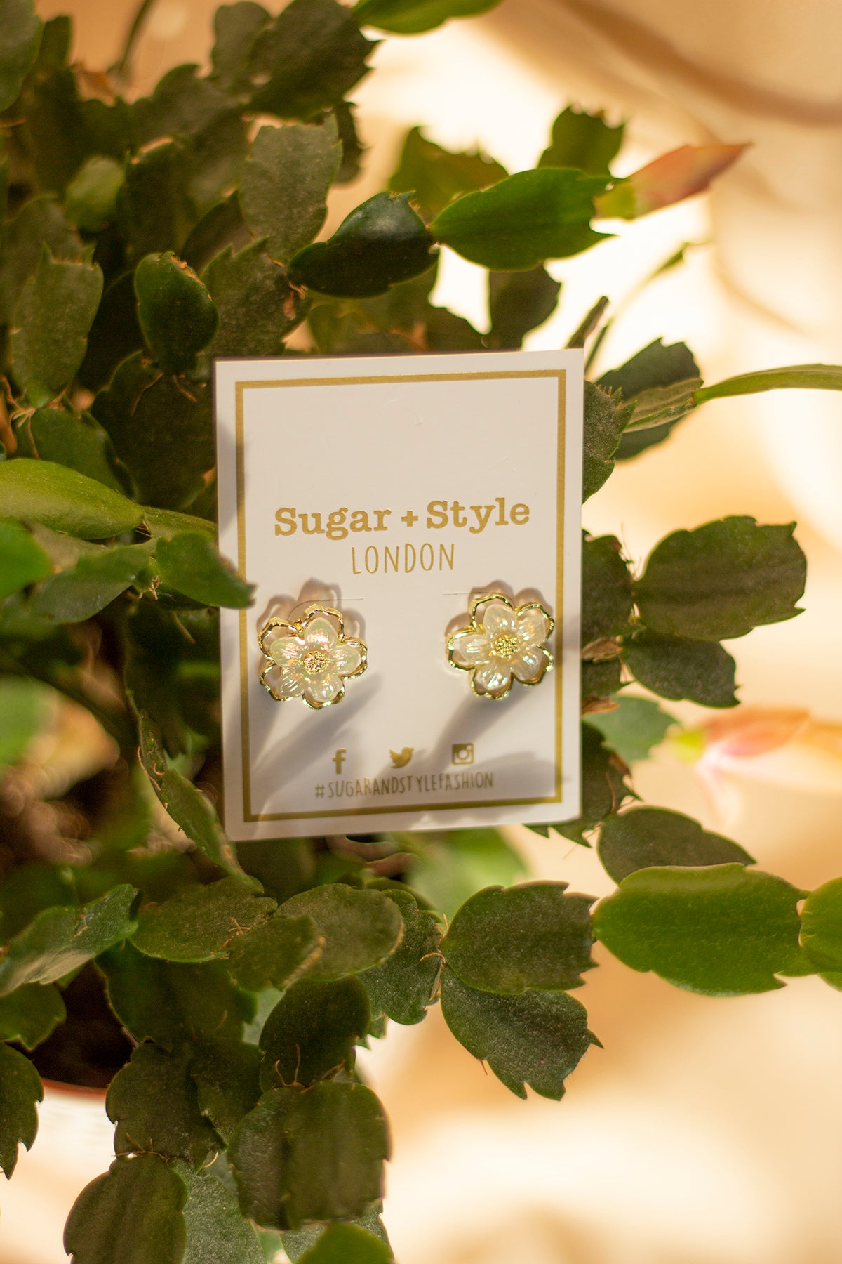 Pearlescent Cherry Blossom Stud Earrings - Sugar + Style