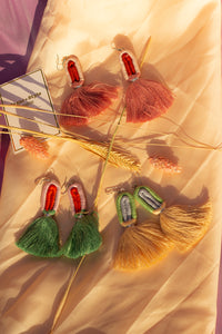 Embroidery String Tassel Rainbow Earrings - Sugar + Style