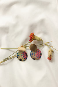 Floral Pattern Disk Dangle Earrings - Sugar + Style