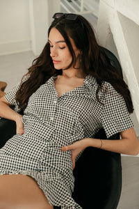 Short Sleeve Gingham Relaxed Collar Shirt - Sugar + Style