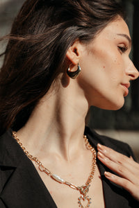 Jewel Heart Gold Chain and Pearl T Bar Necklace - Sugar + Style