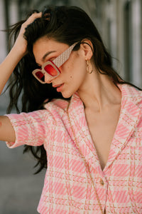 Rectangle Two Tone Bevelled Side Sunglasses - Sugar + Style