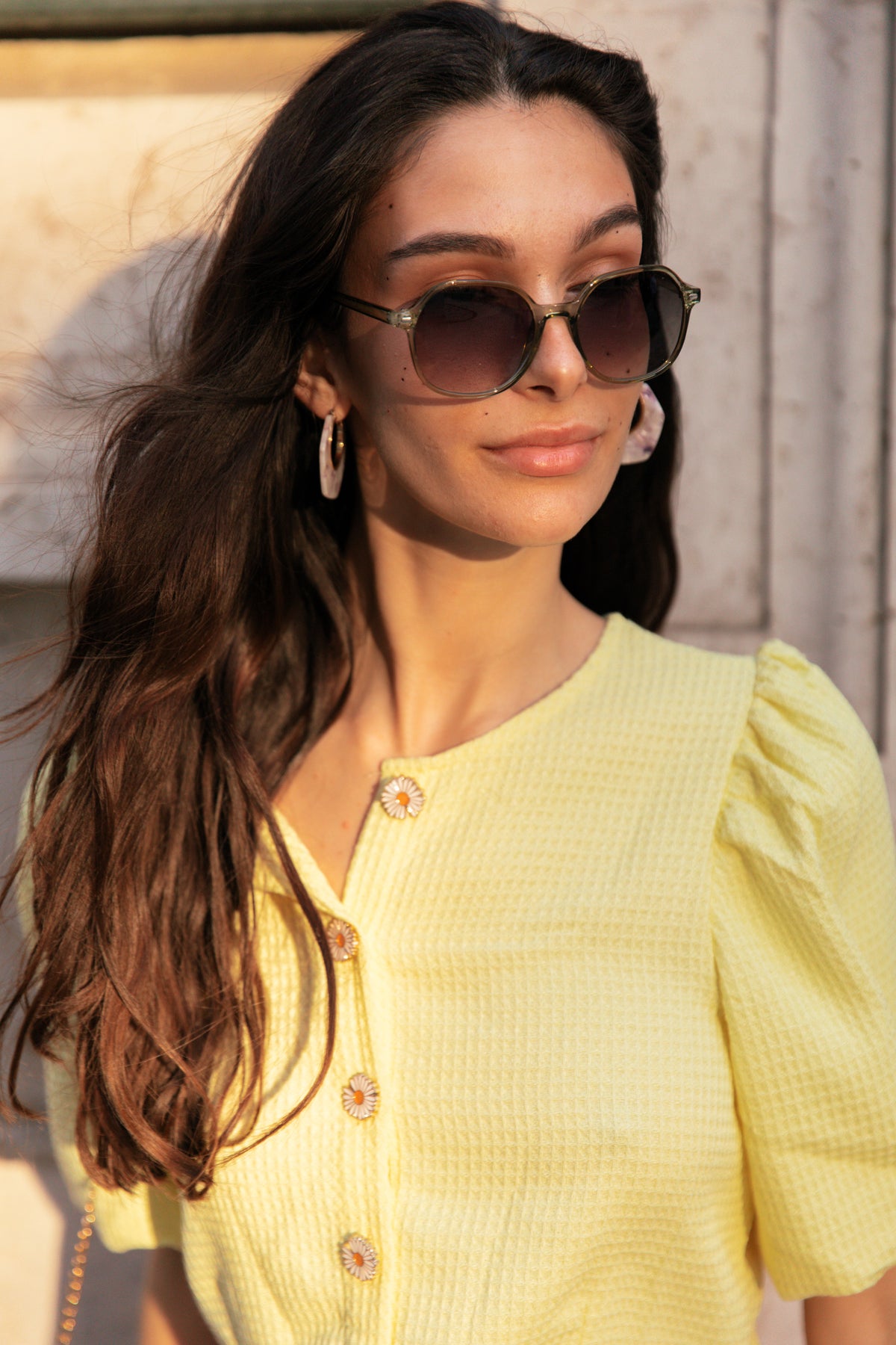 Oversized Rounded Square Point Detail Sunglasses - Sugar + Style