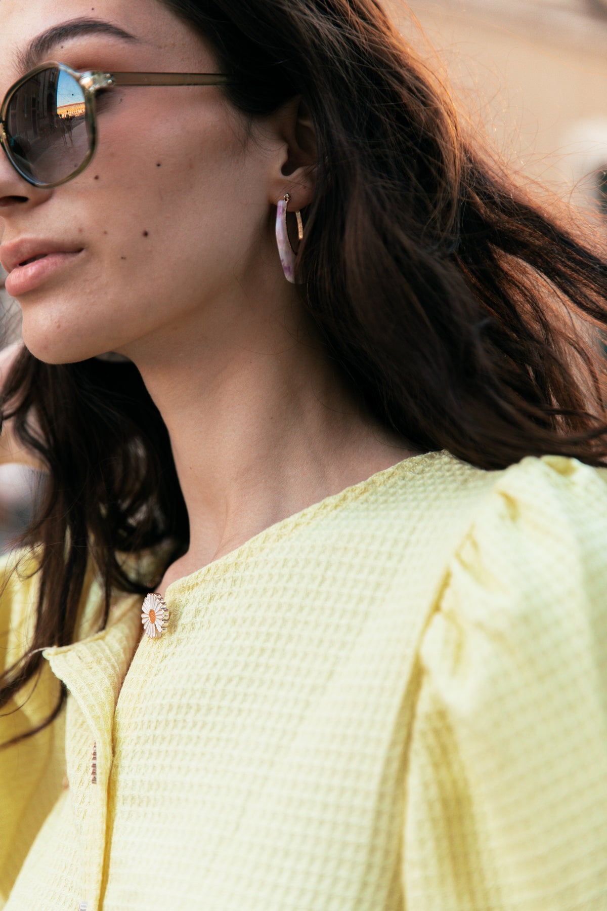 Oversized Rounded Square Point Detail Sunglasses - Sugar + Style