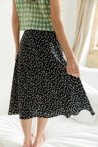 Frill Hem Heart Print Midi Skirt - Sugar + Style